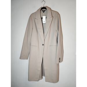 NWT Long Tall Sally Coat Faux Wool Beige Long Single Button Size 12 12T 12L